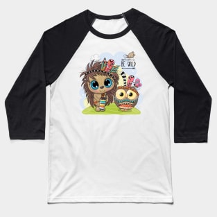 Cute Hedgehog and Owl Baseball T-Shirt